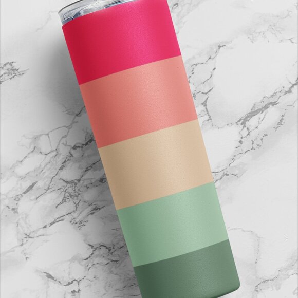 Color block Stripe Monogram 20oz Skinny Tumbler - Picture 3 of 5